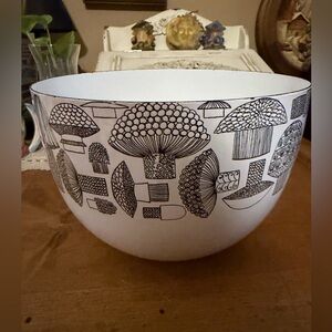 Vintage MCM  finel finland enamel bowl mushroom pattern kaj franck
